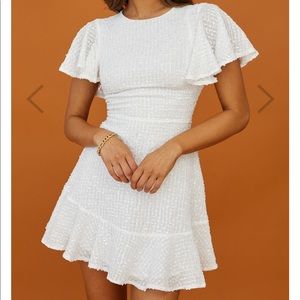White Angle sleeve dress